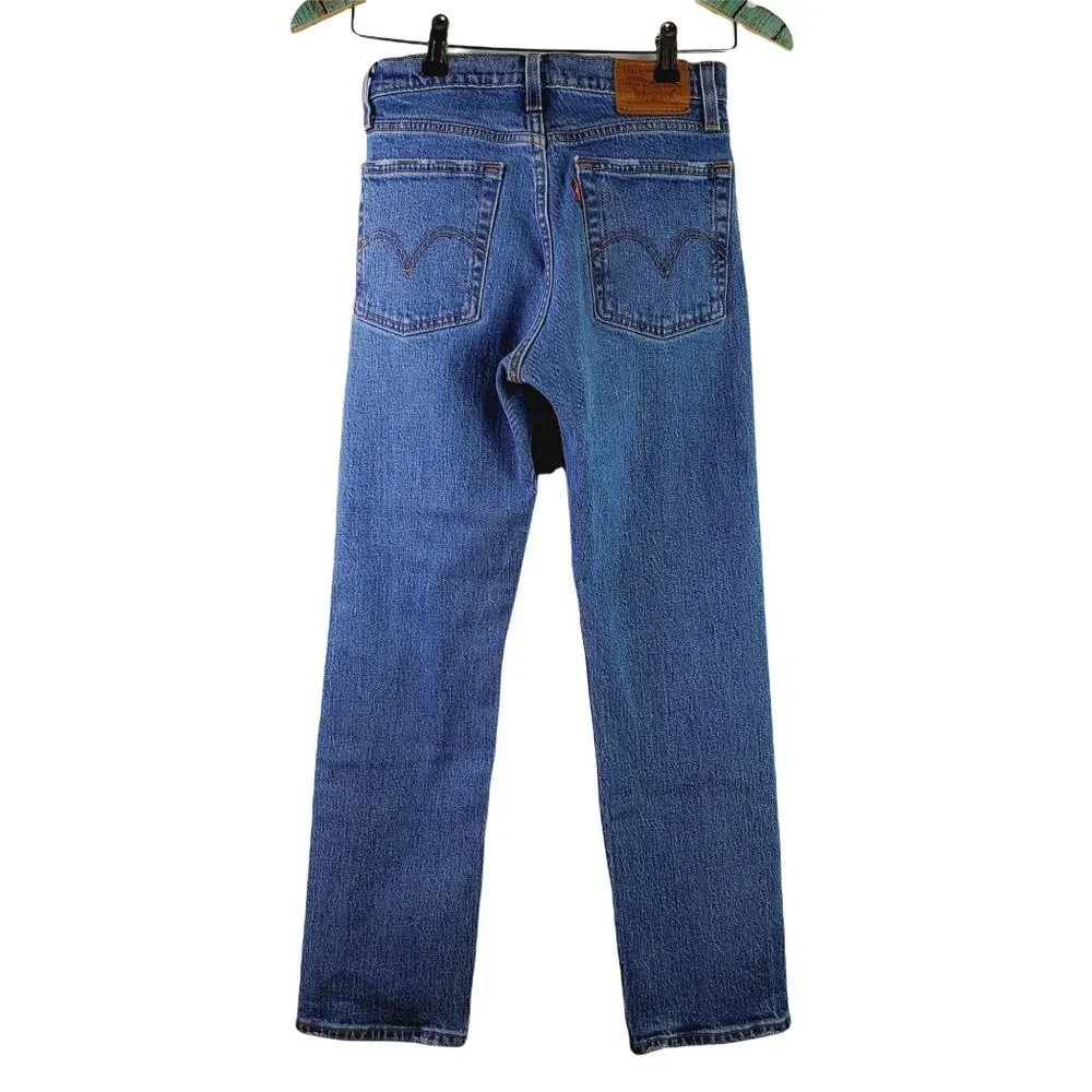 Levi's Wedgie Straight Button Fly Cropped Hi-Rise Jeans in Jive, Sz 24 - Picture 3 of 13